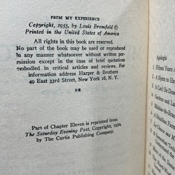 From My Experience By Louis Bromfield Hardback Book Club Edition 1955 Harper & B - Picture 6 of 7